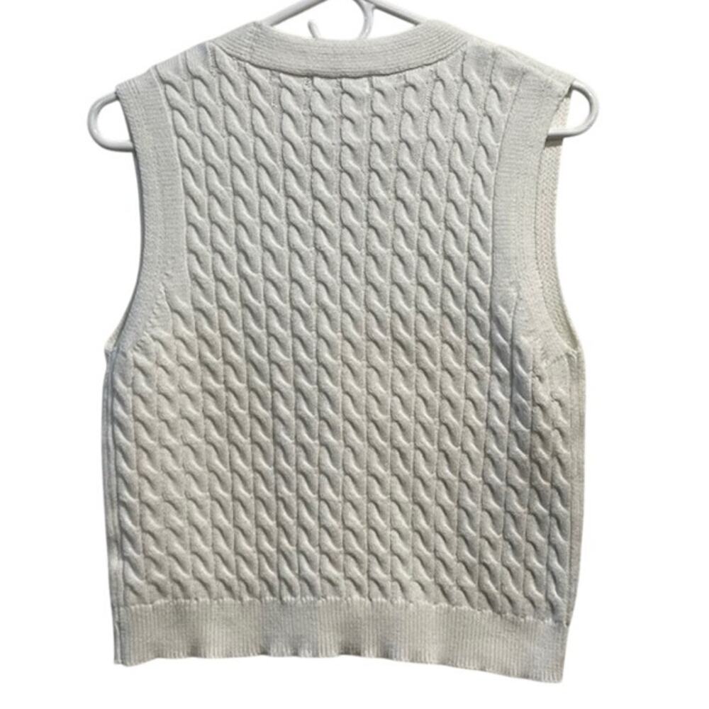 The Workshop Junior White, V-Neck, Button-Down Kn… - image 3